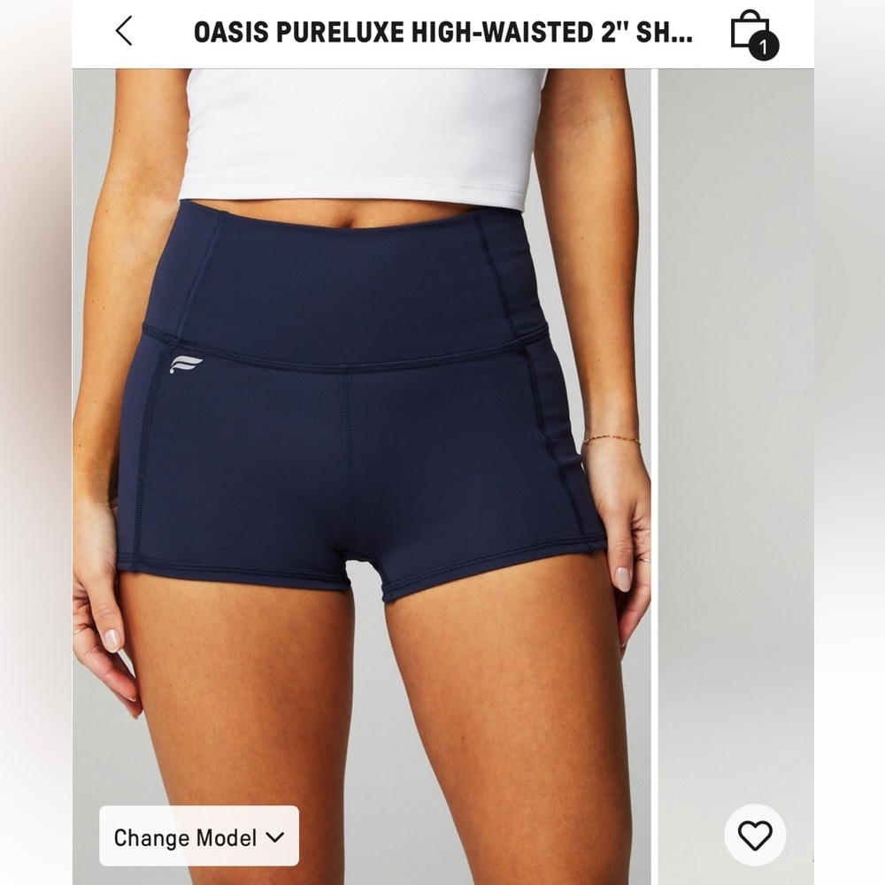 NWT Fabletics Oasis Pureluxe High-Waisted 2” In seam short in Deep Navy